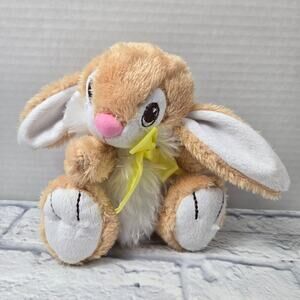 Dan Dee Collector's Choice Easter Bunny Seated Yellow Bow Lop Ear Stitched Eyes